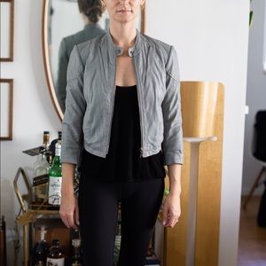 June shrunken leather moto jacket